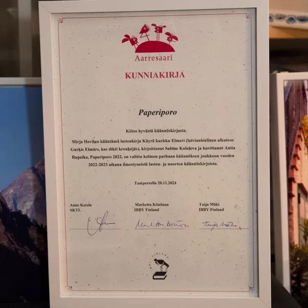 IBBY Finland Kunniakirja.